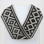 Czech Glass Bead Infinity Scarf-Black and Silver