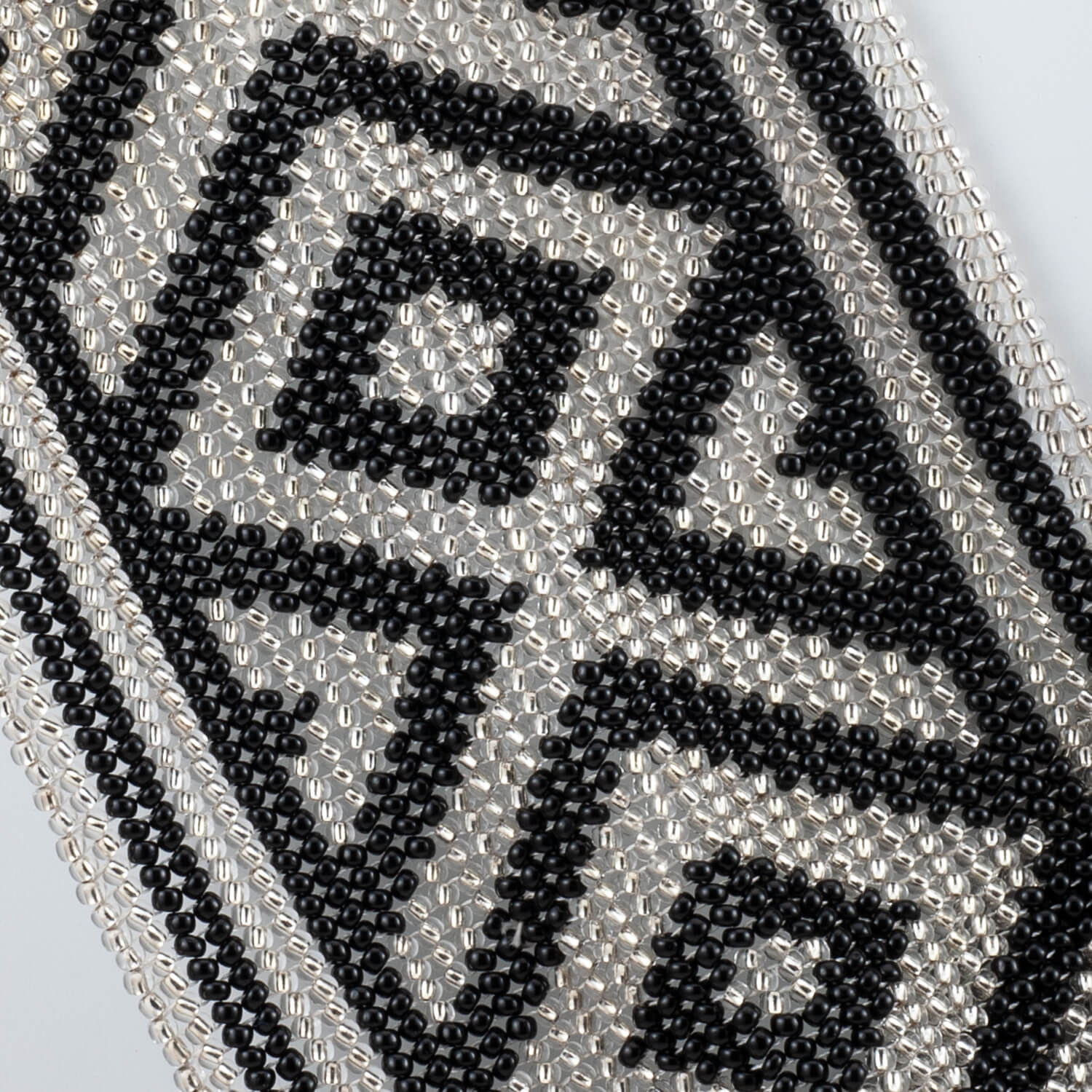 Czech Glass Bead Infinity Scarf-Black and Silver