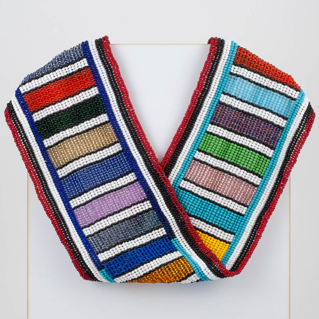Czech Glass Bead Infinity Scarf-Multi Colored Stripes