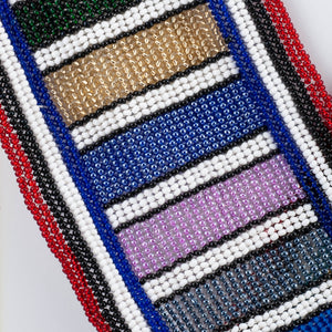 Czech Glass Bead Infinity Scarf-Multi Colored Stripes