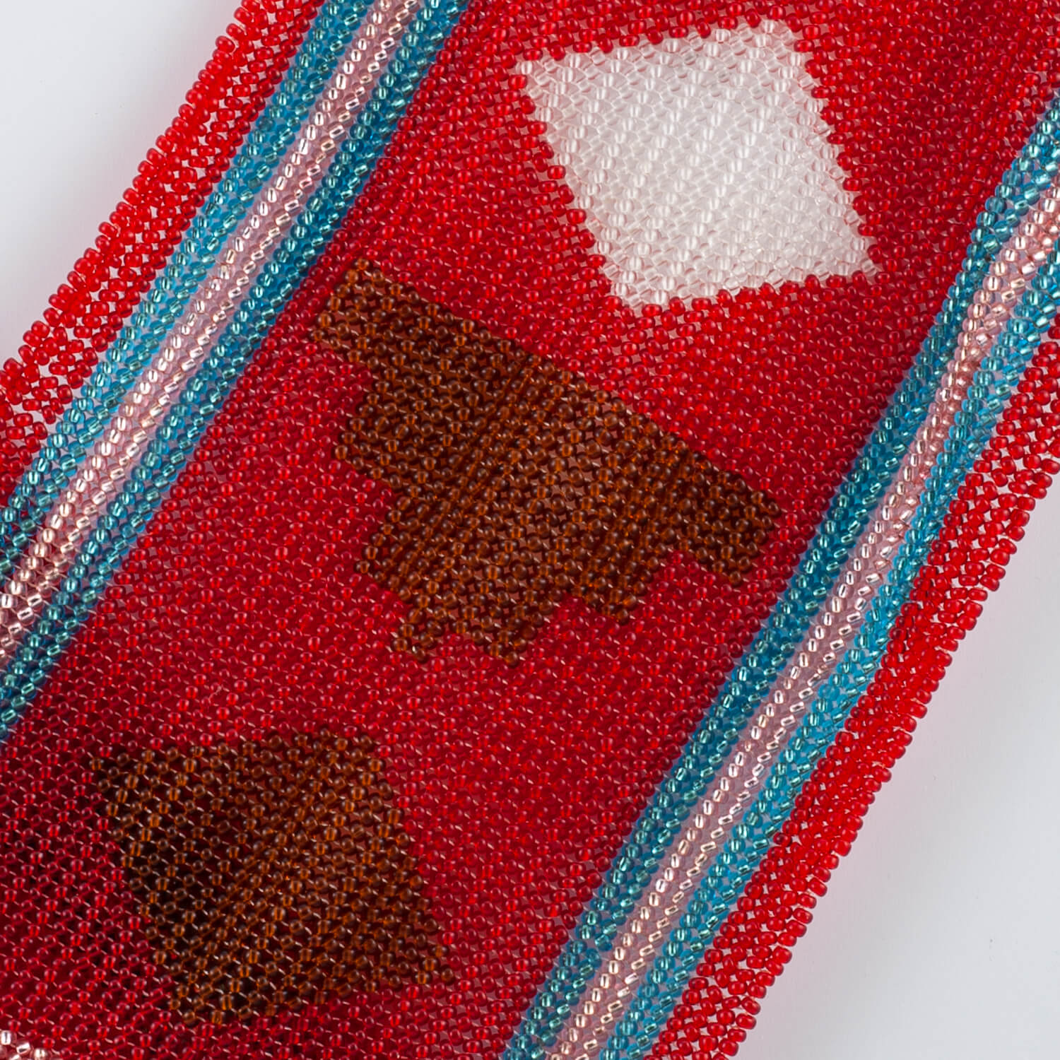 Czech Glass Bead Infinity Scarf-Teal-Brown-Red-White