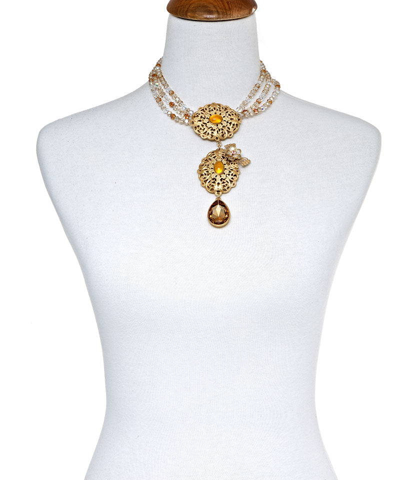 Swarovski Crystal Necklace With Gold Pendant