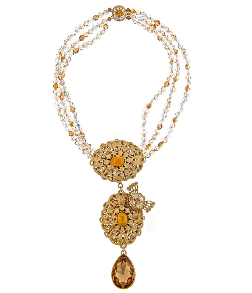 Swarovski Crystal Necklace With Gold Pendant