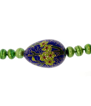 Cloisonne and Pearl Necklace