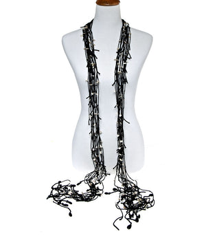 Black Seed Beads & Petal Pearls Necklace