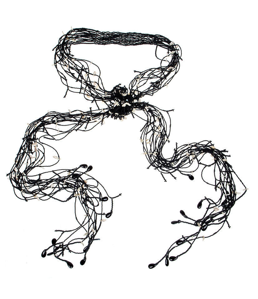 Black Seed Beads & Petal Pearls Necklace