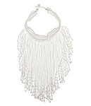 White Seed Bead Bib Necklace