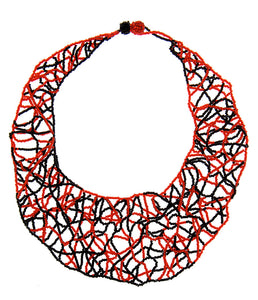 Red And Black Bib Necklace