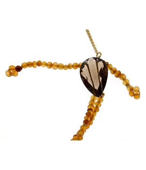 Buffalo Beads & Smokey Quartz Necklace